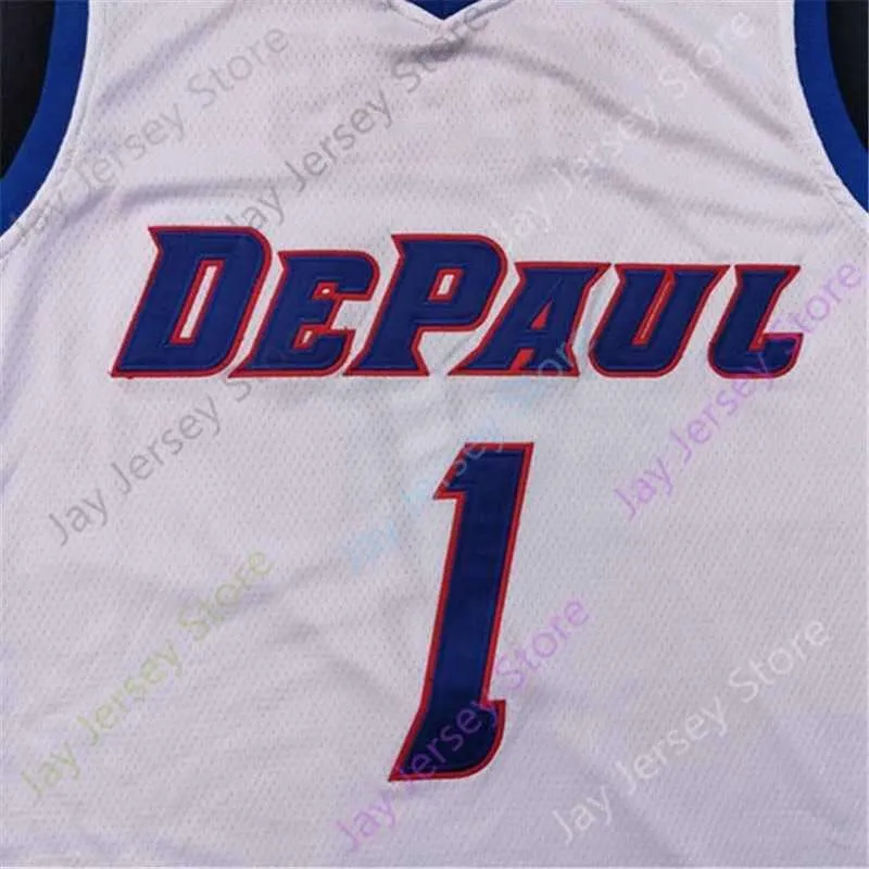 2020 New NCAA College DePaul Blue Demons Jerseys 1 Romeo Weems Basketball Jersey White All Stitched Size Men Youth Adult