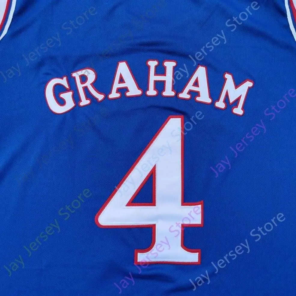 2020 New NCAA Kansas Jayhawks Jerseys 4 Graham College Basketball Jersey Blue Size Youth Adult All Stitched