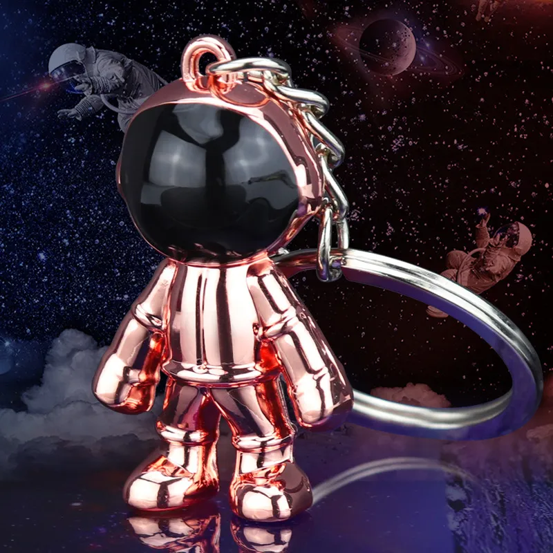 Chaveiro de astronauta 3D Keychain Bear pingentes de pingentes de eletroplate robot robô key anel pendente para homem