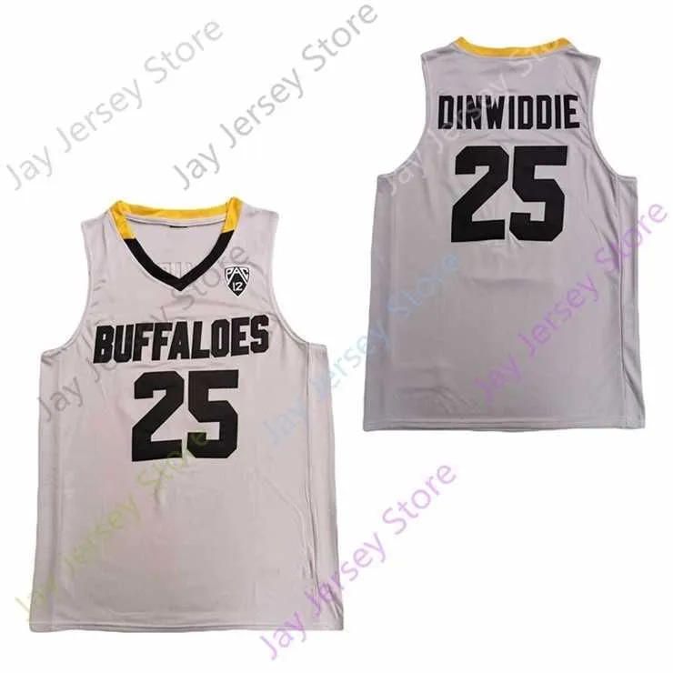 Mitch 2020 New NCAA College Colorado Buffaloes Jerseys 25 Dinwiddie Basketball Jersey Grey Size Men Youth Adult