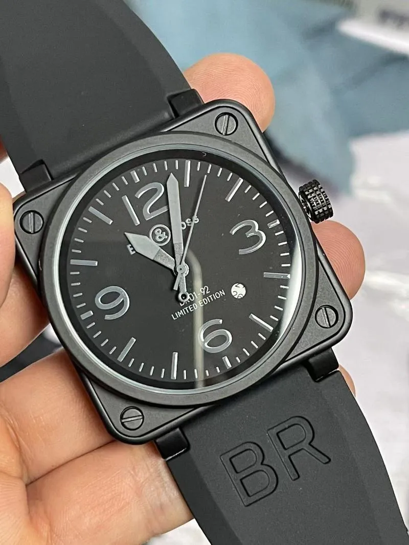 腕時計ハイエンドメンズウォッチ自動機械式贅沢ベルステンレススチールブラウンレザーブラックラバーロスwristwatch252z