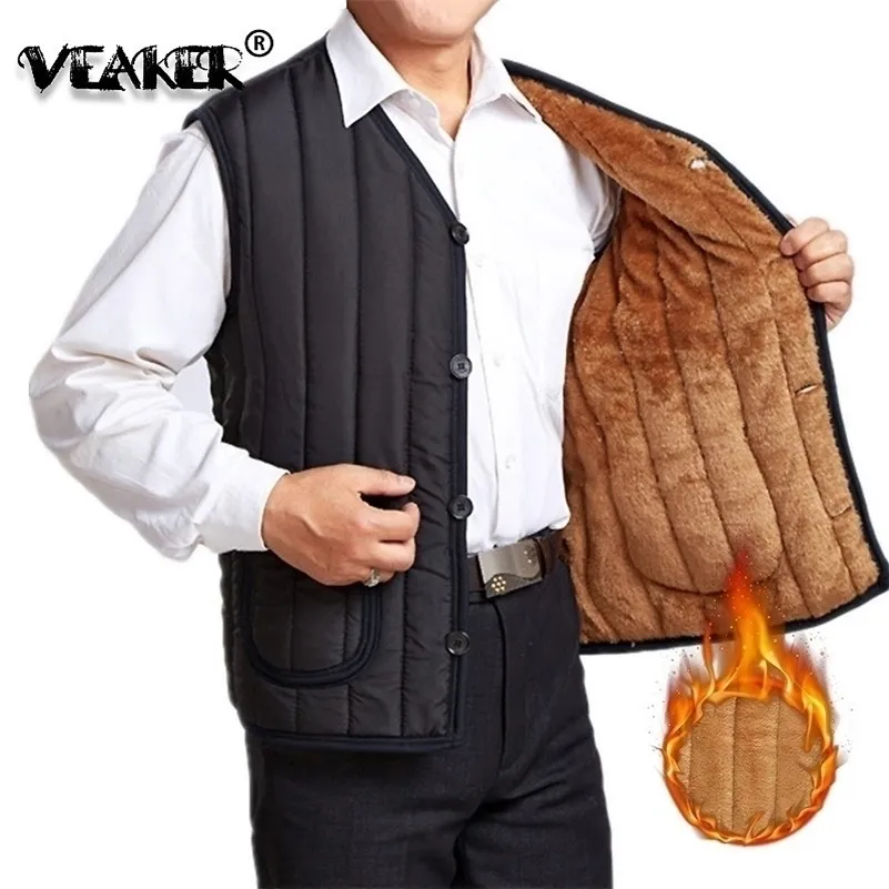 Mäns västar Autumn Winter Men's Wool Down Jacket Female Sleeveless Fleece Fur Coat Single Breasted Plus Size 3XL 220924