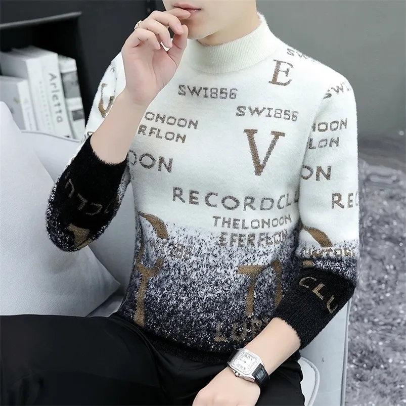 Herentruien Hoogwaardige merkontwerper Mink Hair Sweater In Autumn Spring Men's Fashion Korean gebreide pullover Dikke Wear 220924