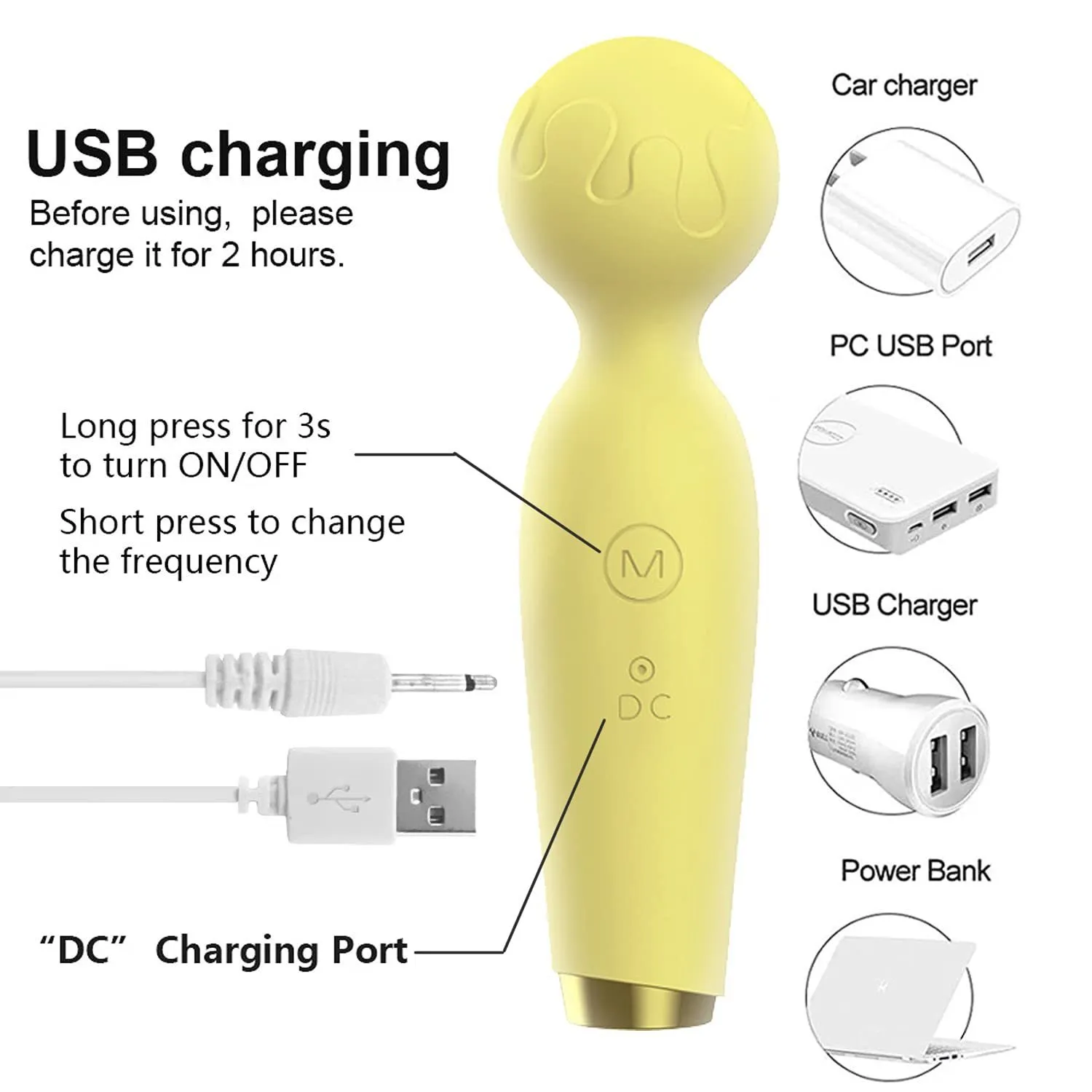 Vibratori Potente vibratore per donne Giocattoli sessuali Massaggio con bacchetta magica a 10 velocità Massaggio USB punto G con bastone AV_voghion.com