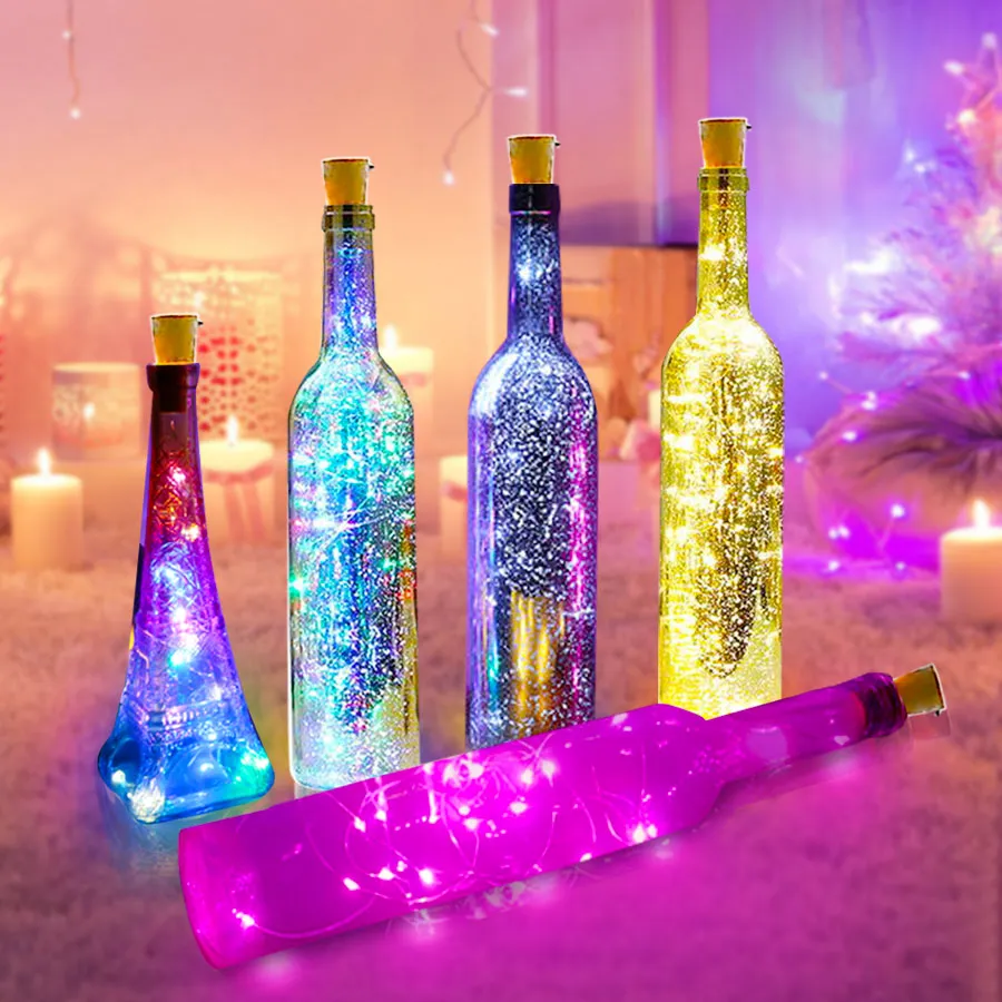 10 st batteridrivna korkflaskor ljussträngar 2m LED -lampor Barbelysning Birthday Party Wine Bottles Stopper Lightings Bar med 188W