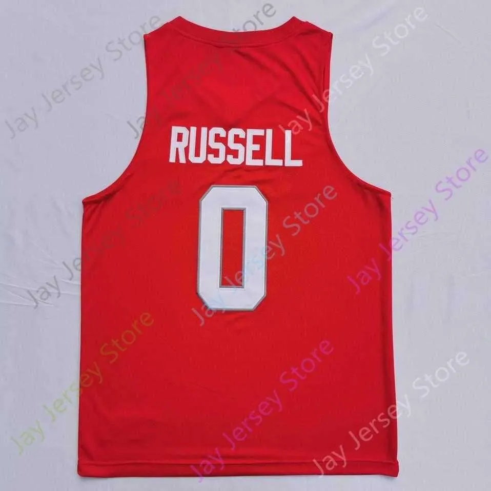 2020 New NCAA Ohio State Buckeyes Jerseys 0 Russell College Basketball Jersey White Red Size Youth Adult