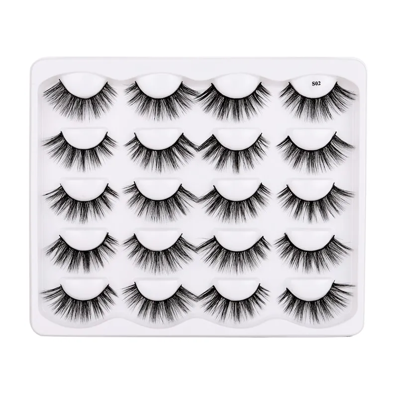 Faux de vison r￩utilisables ￠ la main pour cils boucl￩s Crisscross multicouches ￩paisses Fake Cils Extensions Extensions pour les yeux 11 mod￨les disponibles faciles ￠ porter