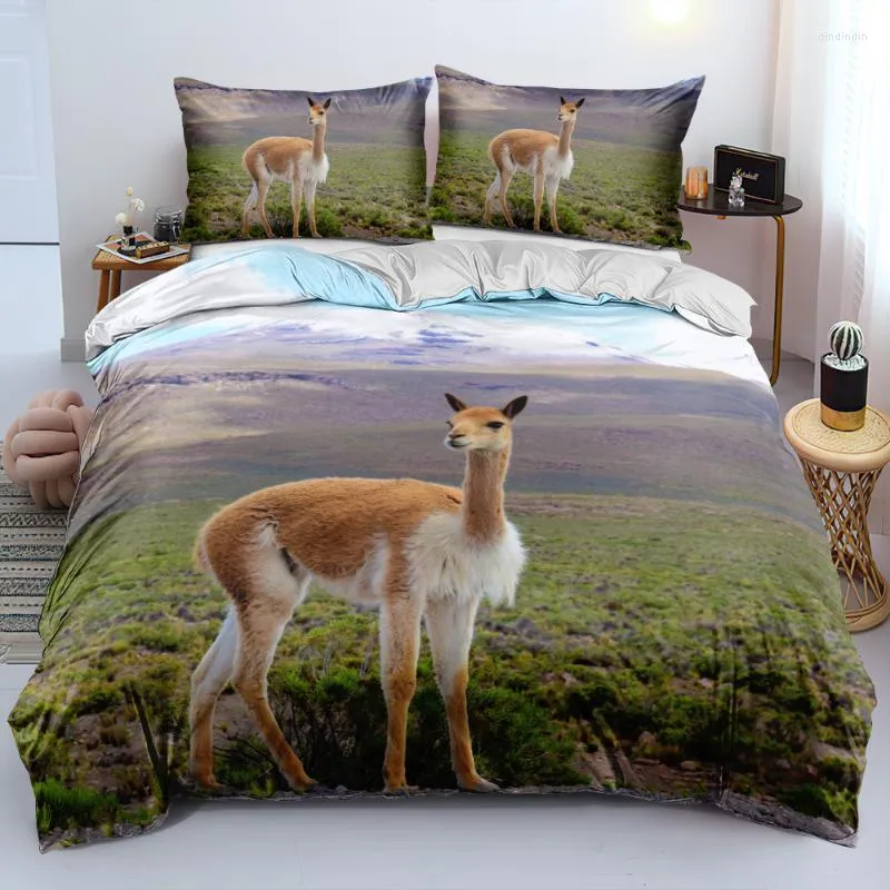 Conjuntos de roupas de cama 3D Luxury Alpaca Duvet Capa Conjunto A/B Consolador de dupla face/Quilt Twin King Size 220x240cm Utral Soft