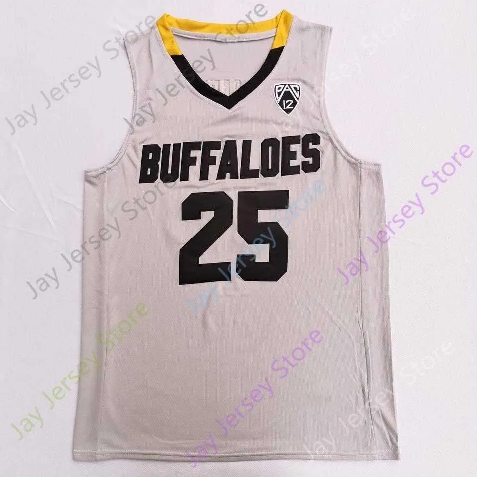 2020 New NCAA College Colorado Buffaloes Jerseys 25 Dinwiddie Basketball Jersey Grey Size Men Youth Adult