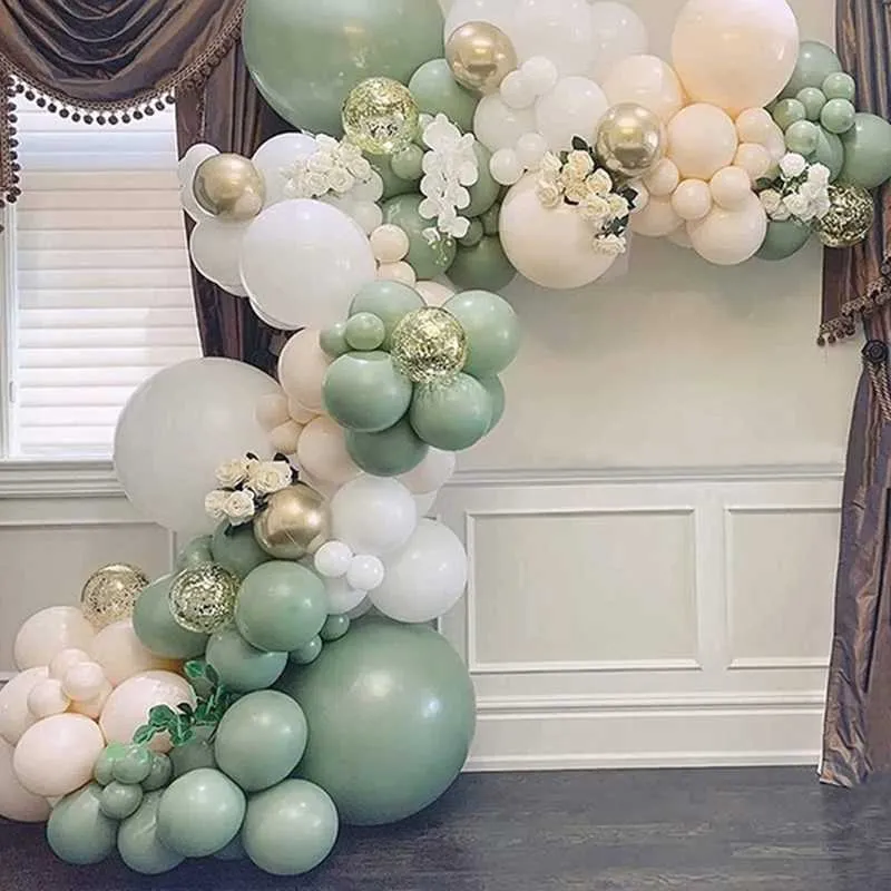 Palloncino verde ghirlanda ghirlanda catena ad arco decorazione di nozze palloncini per feste di compleanno per bambini decorazioni per baby shower