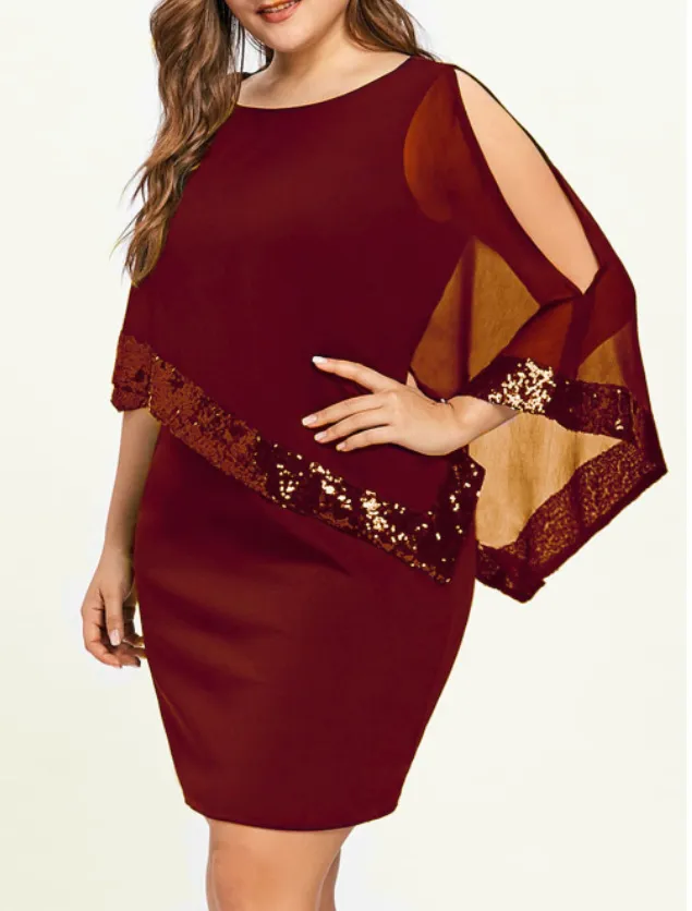 open lace back dress Plus Size Sleeveless Christmas Party Dress main image 1