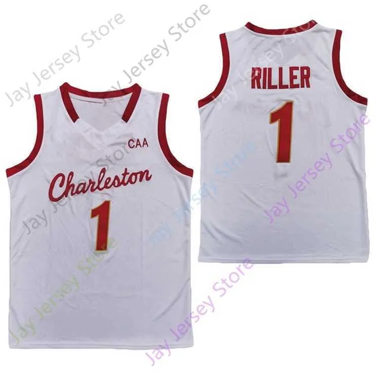 Mitch 2020 Nowy NCAA Charleston Cougars Jerseys 1 Grant Riller College Basketball Jersey White Size Młodzież