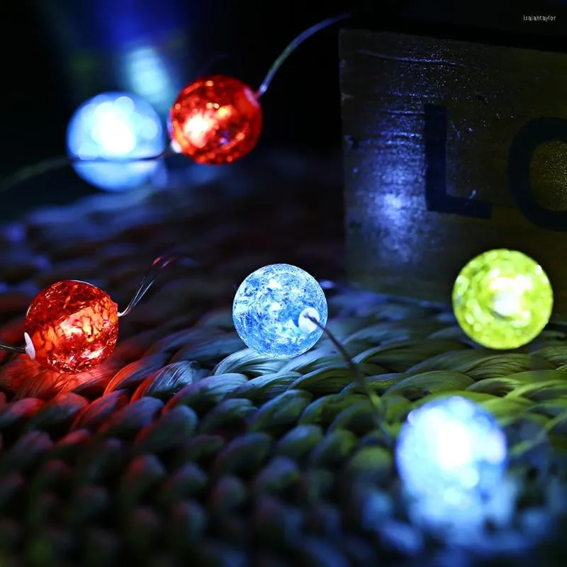 Strings 2M 20 LEDs Color Glass Beads Shape Cooper Wire String Light For Christmas Home Festival Decoration Warm White Lighting