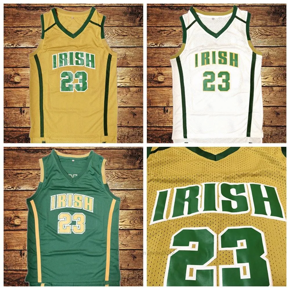 Basketball #St Vincent Mary High School Irish Jersey All Stitched White Green Yellow Jerseys Size S-XXL