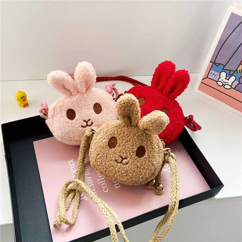 Backpacks Cute Plush Children Small Shoulder Bags Lovely Rabbit Baby Girls Coin Purse Crossbody Bag Fashion Winter Boys Kids Handbags 220924