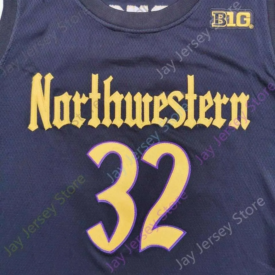2020 New NCAA College Northwestern Wildcats Jerseys 32 Taphorn Basketball Jersey Black Size Youth Adult
