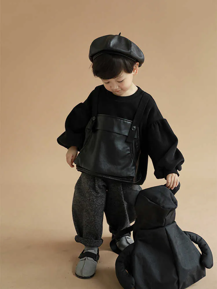 Pullover Boy Spring Autumn Ubrania Dzieci Koreańskie przystojne Fake Fake Dwuczęściowy bluza Baby Fashion Top 220924