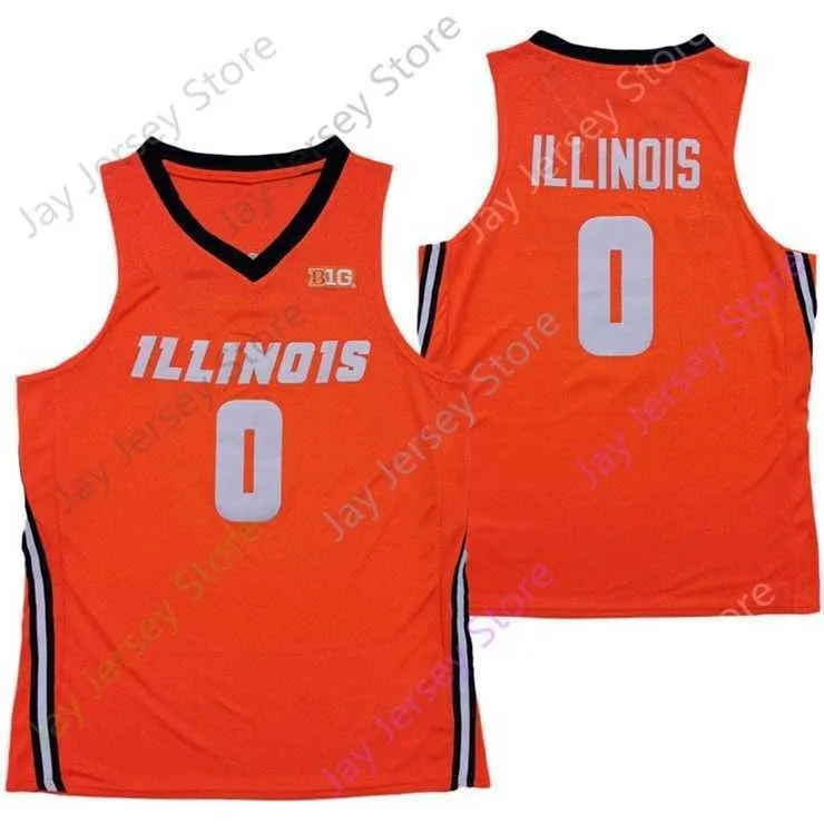 Mitch 2020 Nowy NCAA College Illinois Fighting Illini Jerseys 0 Basketball Jersey Orange