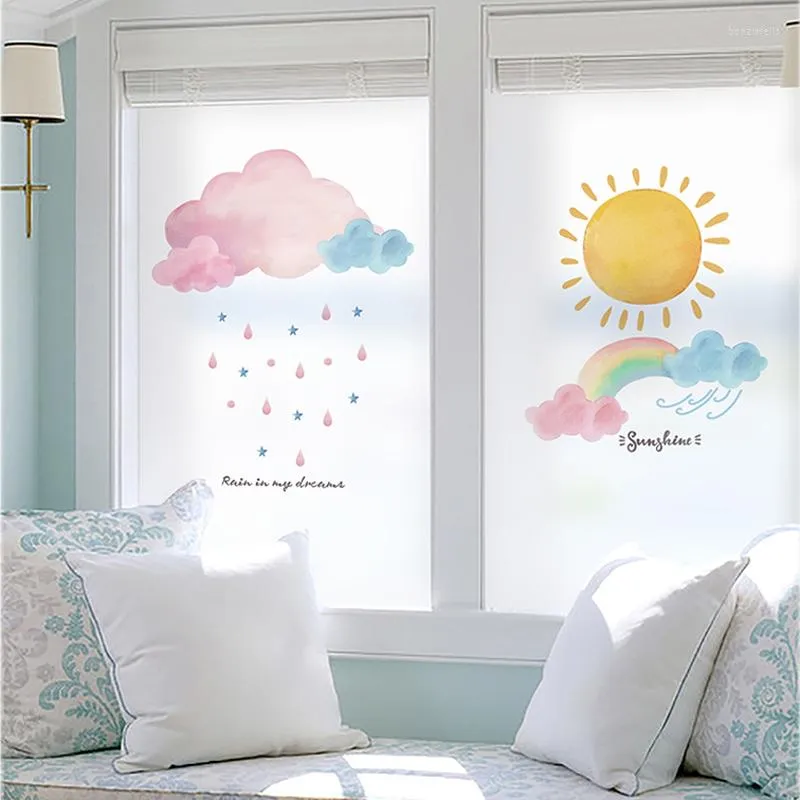SmoothDecor Frosted Window Stickers Sun, Rain, Moon & Balloon Decals For Sliding Glass Doors PVC