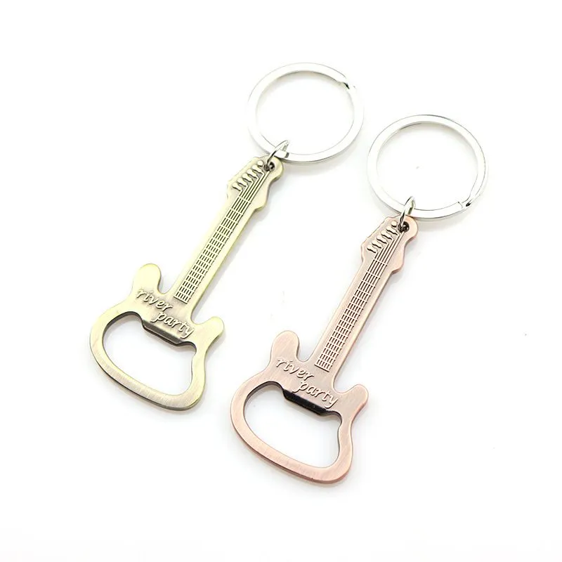 Innovative Retro Guitar Opener Metal Keychain Creative Music Bar Keychain Gastropub Practical Gifts Pendant Party gift RRB15683