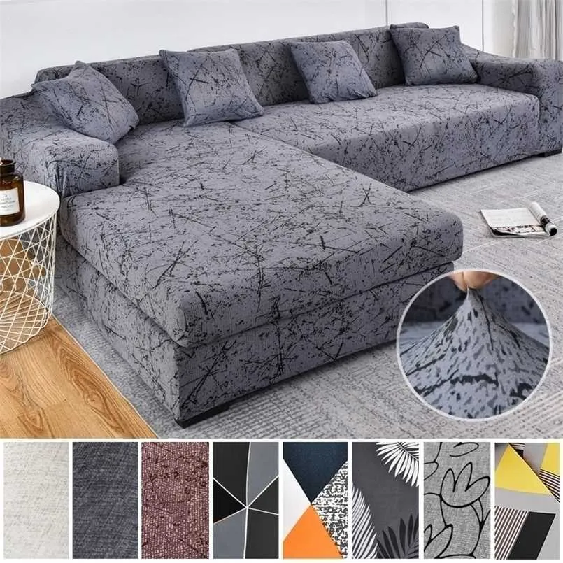 Stol t￤cker elastisk soffa f￶r vardagsrum geometriska soffor husdjur h￶rn l formad sch￤slonglippt￤ckning 1 st 220922