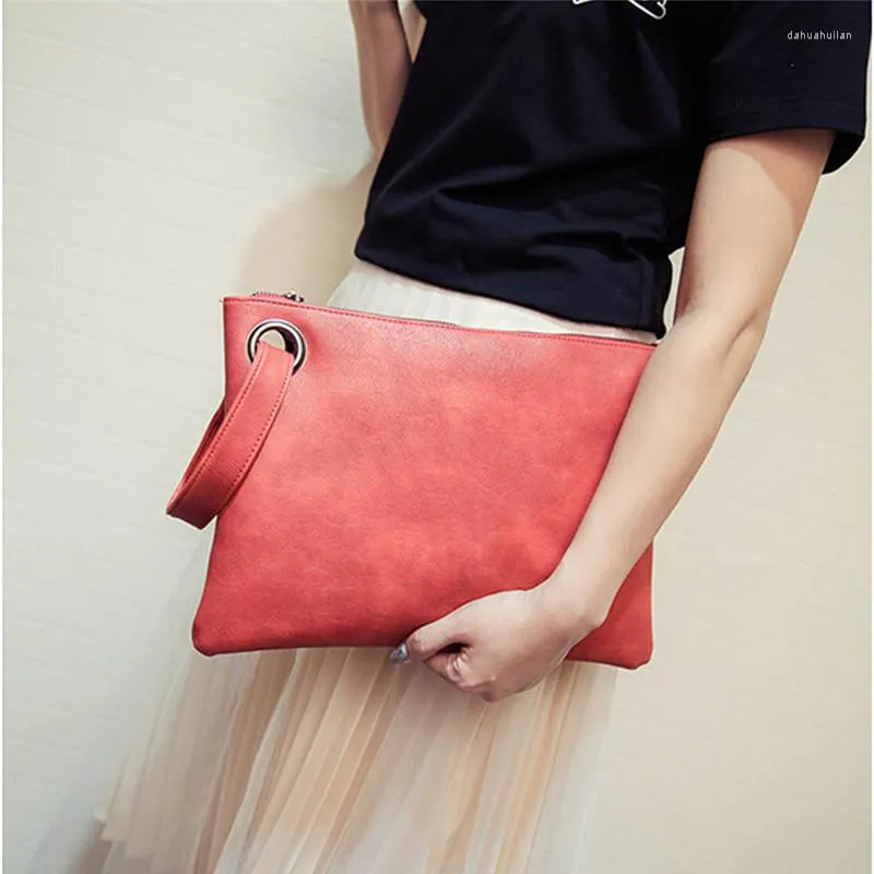 Evening Bags Fashion Solid Handbag Women's Clutch Bag Leather Women Envelope Zipper Female Clutches