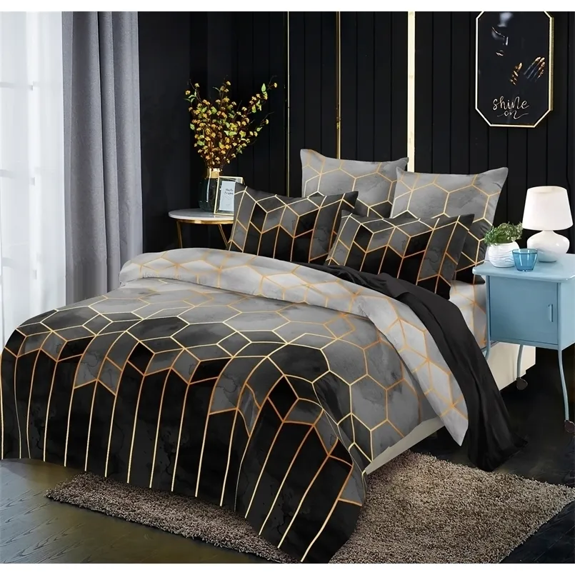 مجموعات الفراش الخط الهندسي Rorney Cover Cover Cover Cover Cover Set Nordic Single Bed Bed Bedding Sets Twin Queen King 220924