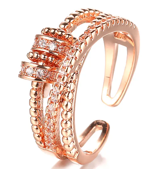 Eenvoudige dubbele lijn slimme ring vrouwelijke persoonlijkheidsstijl diamant roterende accessoires