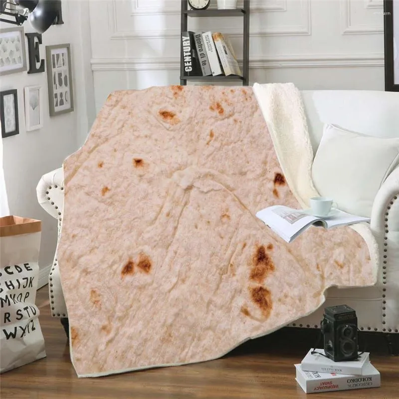 Coperte Cibo Tortilal Stampa 3D Peluche Rettangolo invernale Coperta per adulti Giovani Bambino Caldo pile Tiro Divano Home Office Lavabile