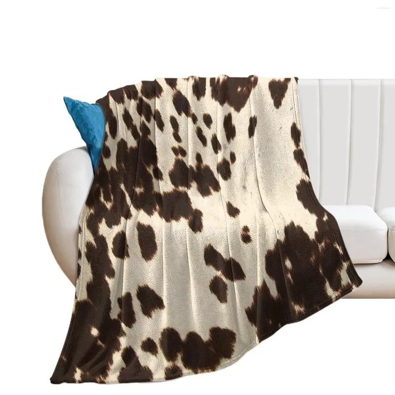 Coperte MDFLT Coperta anti-palla per aereo da ufficio Nap Brown Cowhide 2 Throw Warm Plush