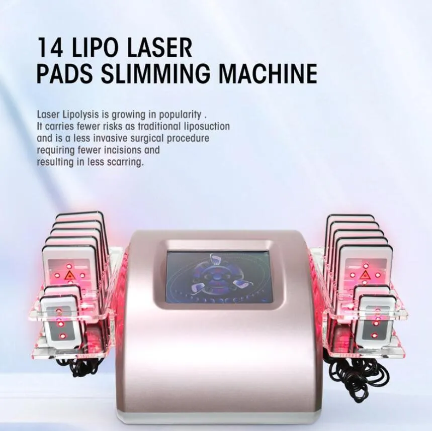 Tragbare Lipo-Laser-Maschine, 14 Pads, Lipolaser-Schlankheitsmaschine, Fettverbrennung, Fettabsaugung, Cellulite, Reduzierung von Schönheitssalon-Ausrüstung