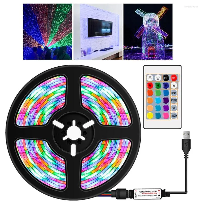 Şeritler LED Hafif Uzaktan Kontrolör Esnek RGB Dekorasyon Arka Işığı Lambası USB Su Geçirmez Gece Aydınlık Dize