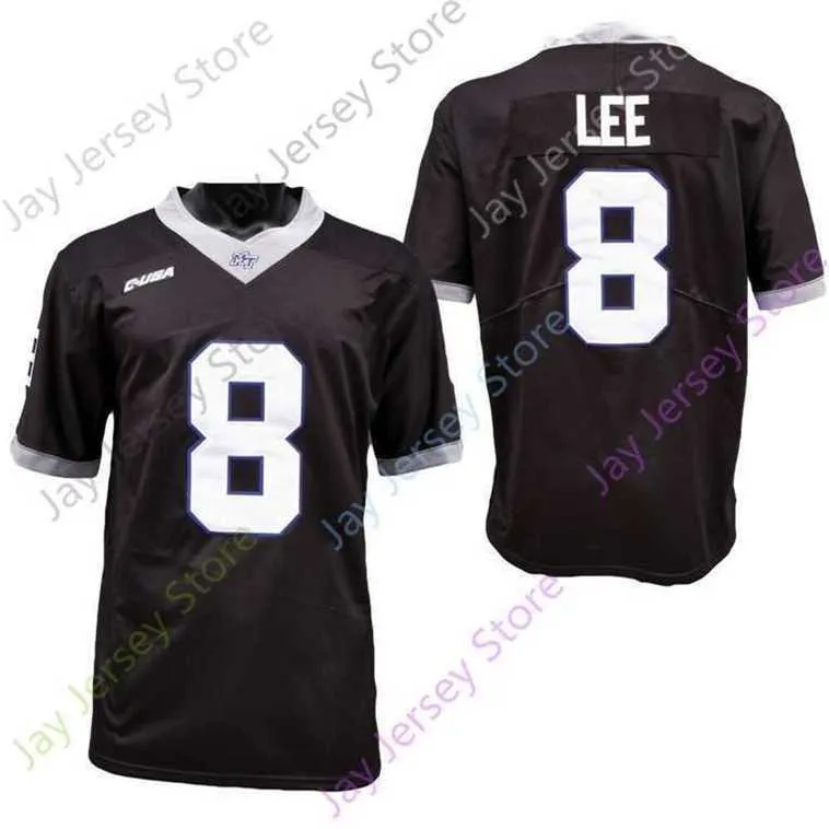 Mitch 2020 New NCAA Middle Tennessee State Jerseys 8 Ty Lee College 축구 흑인 크기 청소년 성인 All Stitched