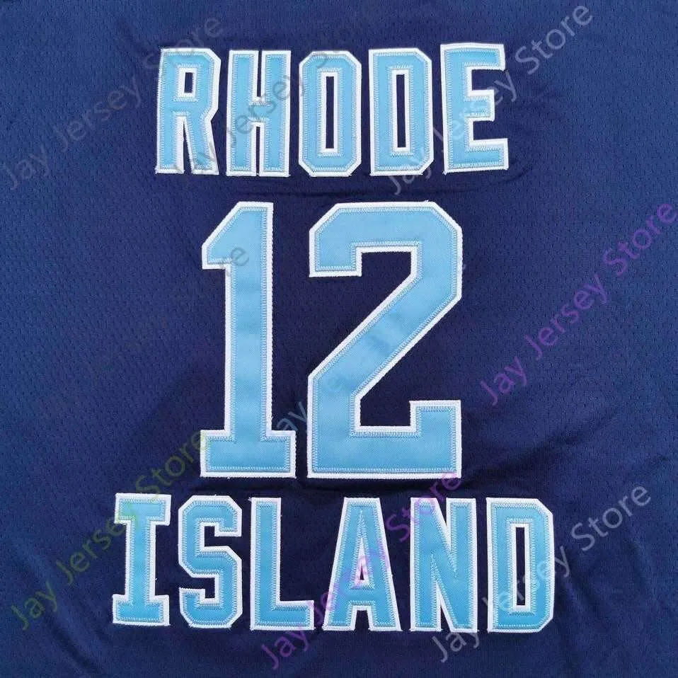 2020 New NCAA Rhode Island Jerseys 12 Cuttino Mobley College Basketball Jersey Navy Size Youth Adult All Stitched