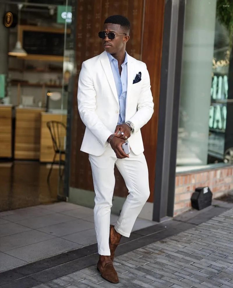 Mejor Precio En A Granel Costumes Pour Hommes Blanc Formel Hommes Coupe Classique 2 Pieces Blazer Mince Regulier Avec Pantalon Pour Mariage Marie Homme Porter Ensemble De Vetements Pour Hommes Envio G...