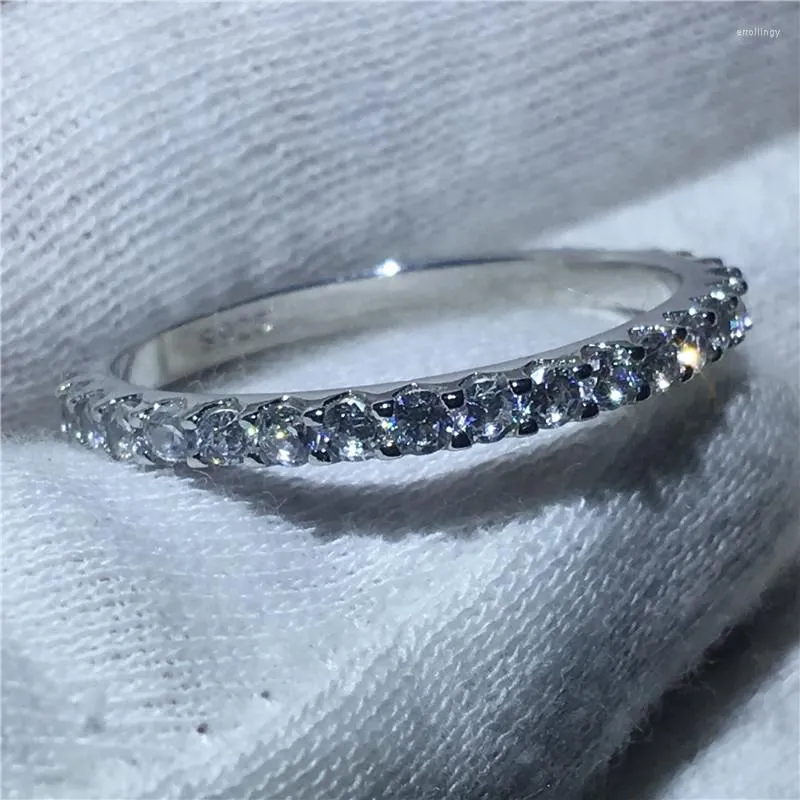 Klusterringar fina smycken kvinnor matchar bröllopsband SOILD 925 Sterling Silver Ring Sona 5A Zircon Stone Engagement for Gift