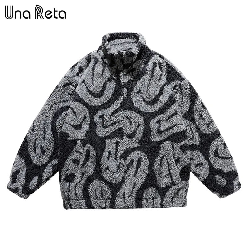 Abrigo de invierno de piel sintética para hombre, Una Reta M-XXL, Parka informal de lana de cordero, ropa de calle, chaqueta de lana de grano, ropa suelta