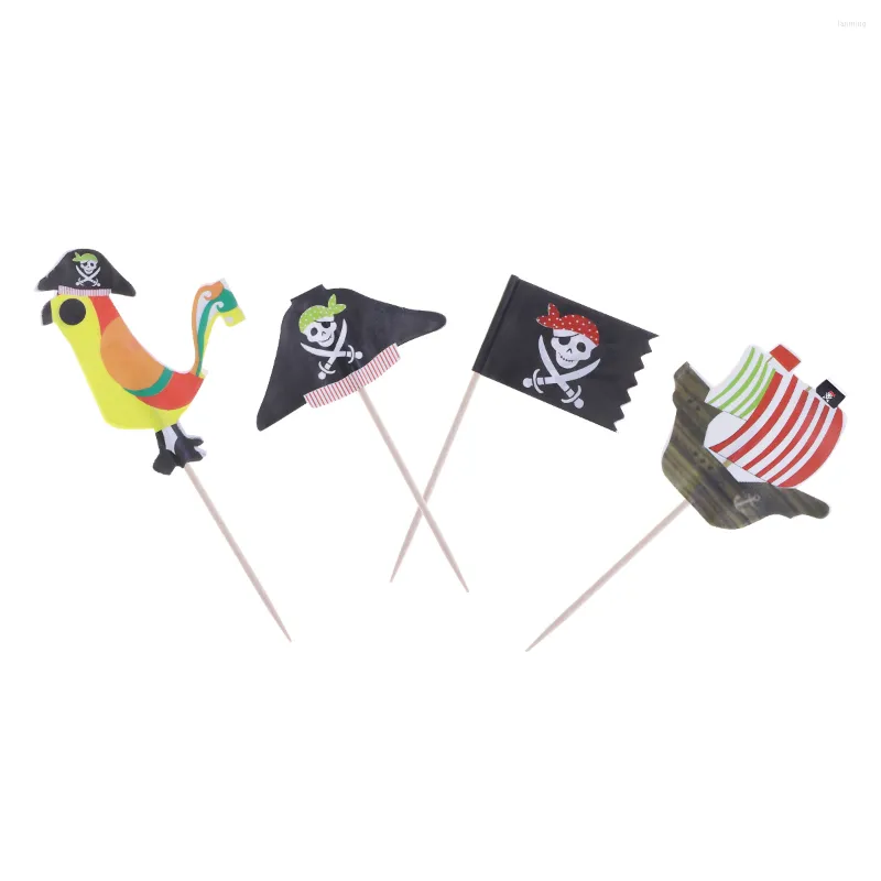 お祝いの供給ケーキカップケーキPirateParty Toppers Decoration Oraments Topper InsertPicksFlag装飾テーマ航海のセーリングピック