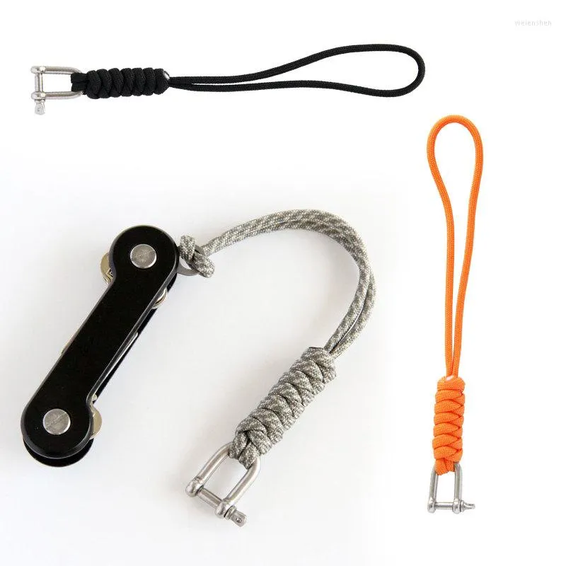 Outdoor Gadgets 2PCS Handmade Paracode Braided Tactical Knife Gear Lanyard With Stainless Steel Shackle Keychain Parachute Cord Rope