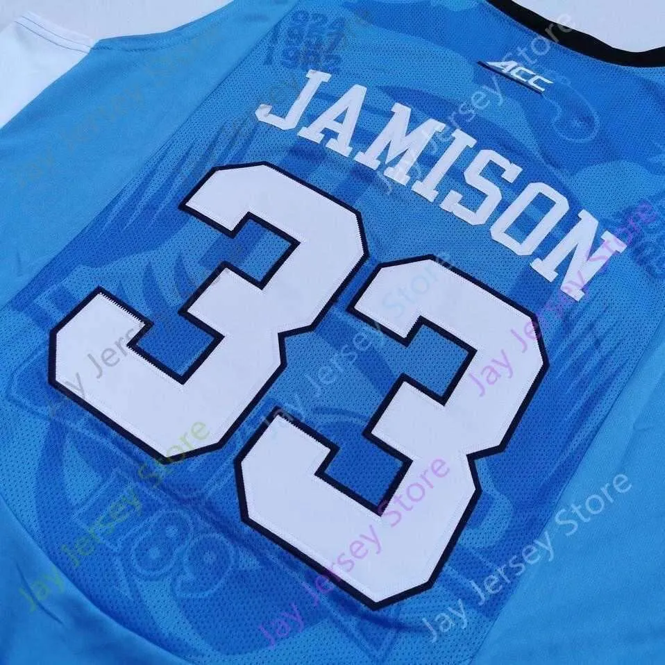 2020 New NCAA North Carolina Tar Heels Jerseys 33 Jamison College Basketball Jersey Blue Size Youth Adult