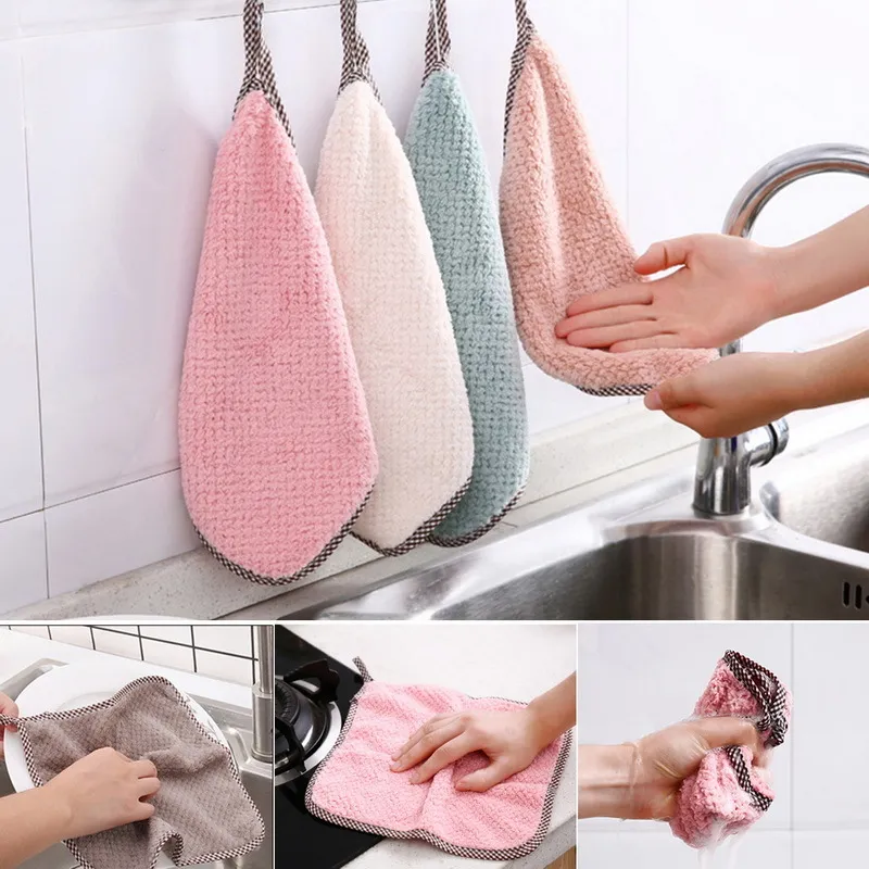 Asciugamani da cucina Colore di alta qualità Asciugamano pulito Strofinaccio in microfibra Super assorbente Spugna abrasiva Tovaglioli Stoviglie 220926