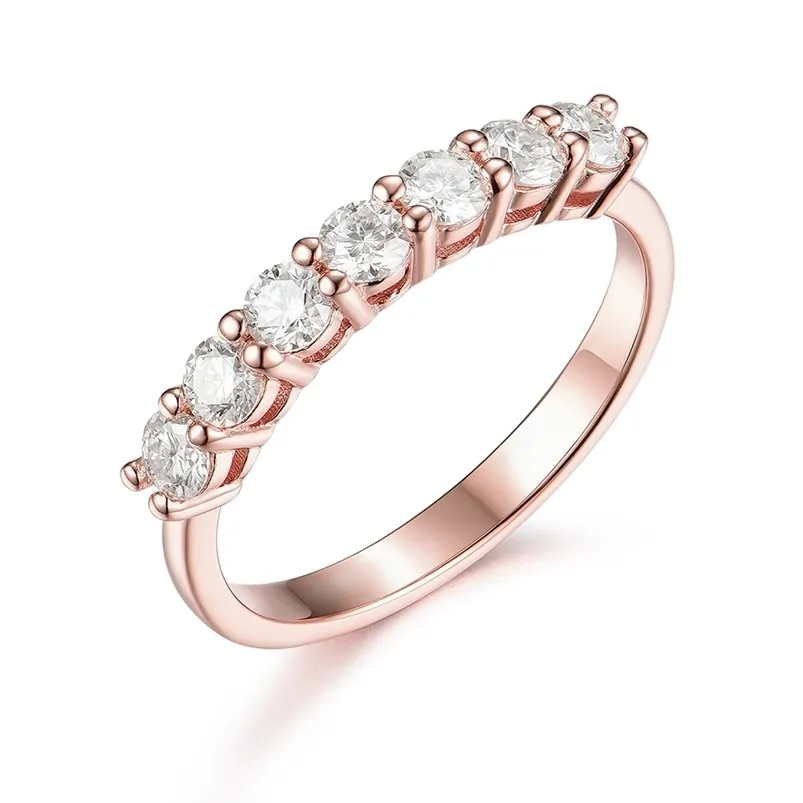 Cluster Rings Kuololit 07CT DVVS1 RING FÖR Women Solid14K 10K Rose Gold Matching Half Wedding Band för engagemang 220922