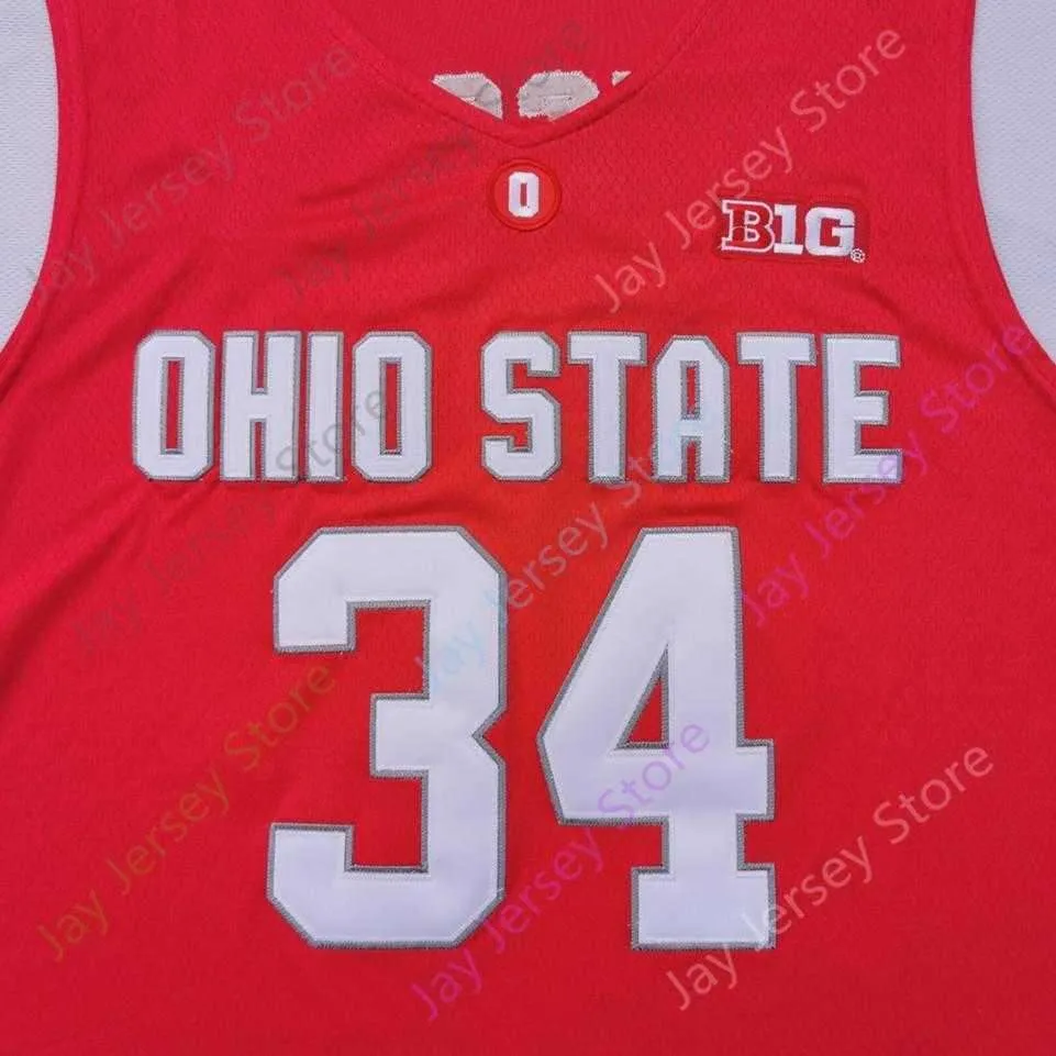 2020 New NCAA Ohio State Buckeyes Jerseys 34 Kaleb Wesson College Basketball Jersey Red Size Youth Adult Embroidery