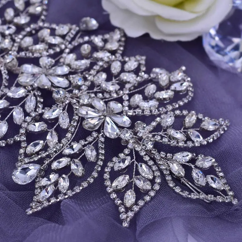 TRiXY HP426 Leaf Crystal Headband With Rhinestone Flowers