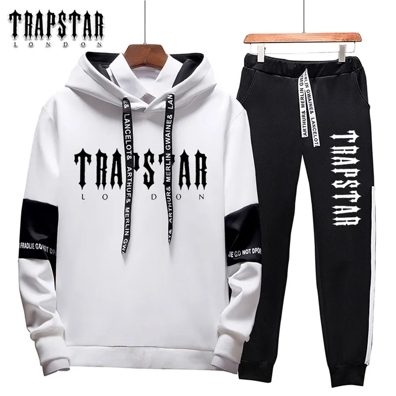 남성용 트랙 슈트 2023 Trapstar 가을 겨울 남성 인쇄 트랙 슈트 조깅 후 Hoodiessweatpants Set Streetwear 220924