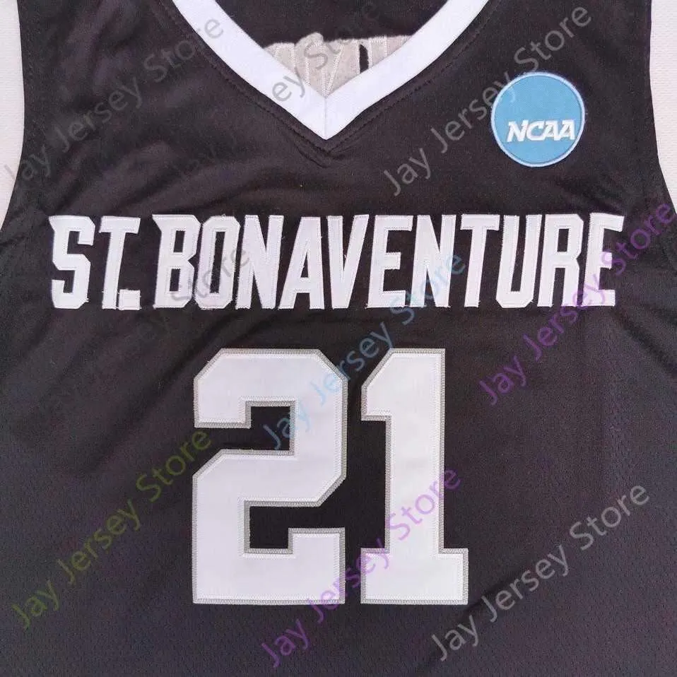 2020 New NCAA College St. Bonaventure Bona Bonnies Jerseys 21 Osun Osunniyi Basketball Jersey Black All Stitched