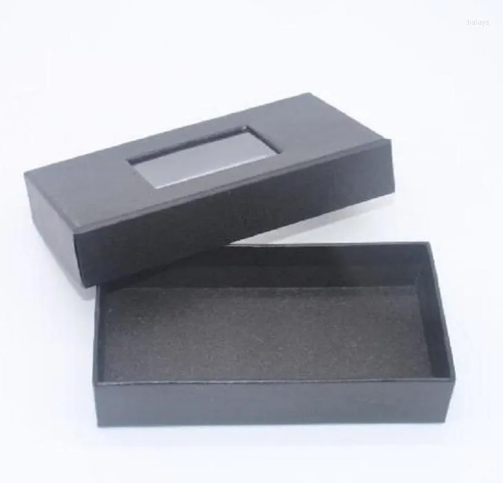 Gift Wrap 100pcs Black White Cover Paper Packing Box With Plastic Pvc Window Wig Wallet Tie Packaging Carton Wholesale