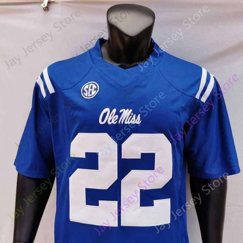 2020 New NCAA Ole Miss Rebels Jerseys 22 McAllister College Football Jersey Blue Size Youth Adult