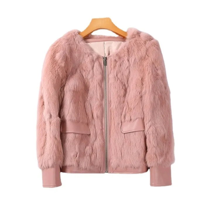 Women s Fur Faux Pudi Women Winter Real Rabbit Coat Jackets Ins Lady Over Size Parka Z20029 220926
