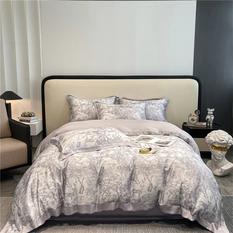 Conjuntos de roupas de cama Oloey Bedding Conjunto de lyocell Fiber Duvet Tampa de penhas de cama macia travesseiros